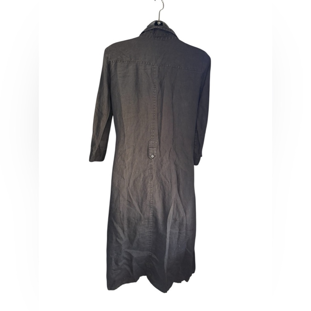 H&M women’s black 3/4 sleeve midi camisole dress 100% linen size 8 preloved - Picture 8 of 12